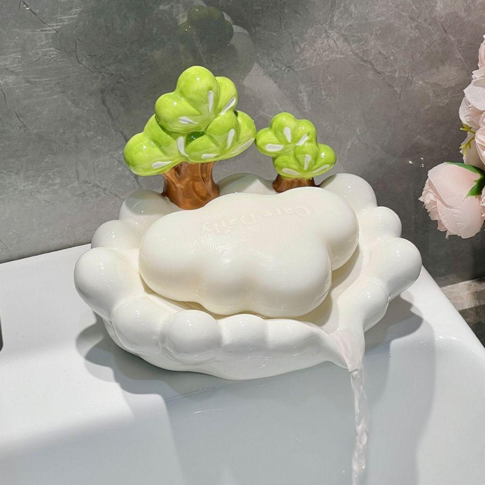Self Draining Soap Draining Container Portable Soap Dish Tray Ceramic Soap Plate  Household