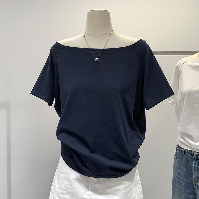 Fashion New Round Neck Sexy Short Sleeve Casual T-shirt Women Summer Tops Solid Simple Loose Women's T Shirts Elegant Cotton Ladies Tee Clothes 26367