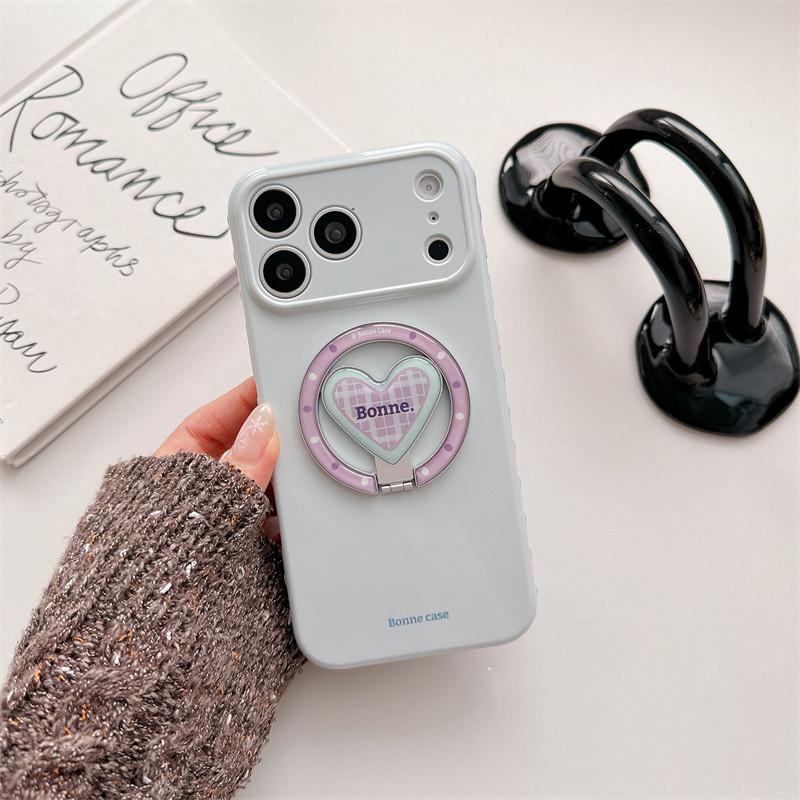 Candy Color Fold Love Heart Bracket Magnetic Case For iPhone 17 16 15 14 13 Pro Max Phone Back Cover Compatible with MagSafe