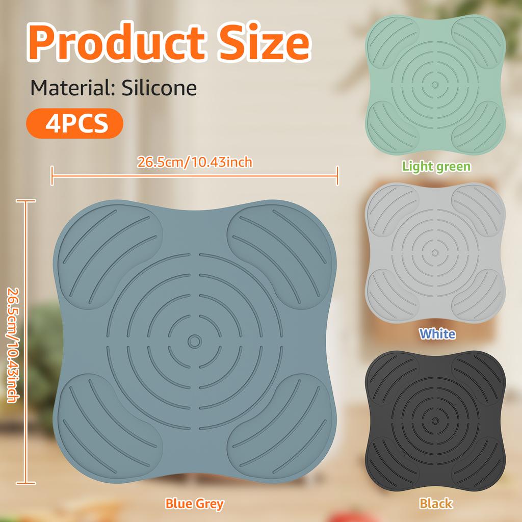 3/4Pcs Air Fryer Insulated Mat Heat Resistant Non Slip Silicone Pad for Kitchen Microwave Safe Compatible with Ninja Crispi