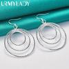 URMYLADY 925 Sterling Silver Three Ring Earrings For Women Charm Wedding Party Fashion Jewelry