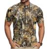 Herren Rundhals Kurzarm Radtrikot Atmungsaktiv Schnelltrocknend Leicht Reißverschluss Vorne Sportshirt für Outdoor-Fahrten