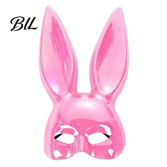 White Rabbit Mask for Masquerade Halloween Bunny Mask, Cosplay Face with Long Creepy Parties Ears, Lightweight Plastic Cushion Party Costume