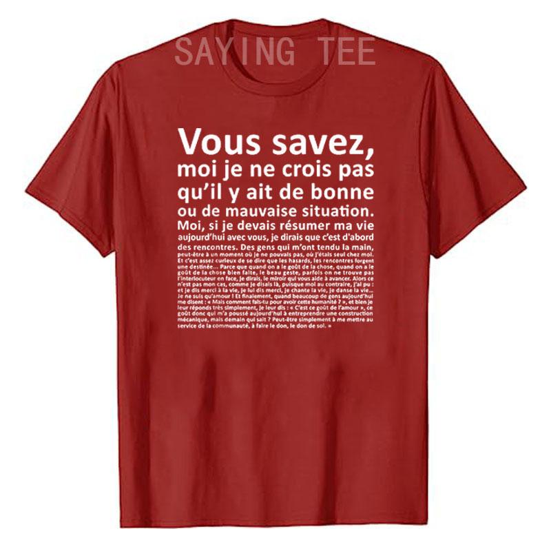 VOUS SAVEZ Monologues D Otis Classic T-Shirt Funny Letters Printed Sayings Graphic Tee Tops Humorous Personality Outfit Gifts