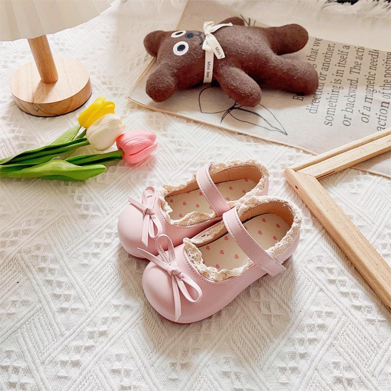 Fashion Girls Shoes Spring New Kids Leather Shoe Soft Soled Girl Casual Shoes Anti Slip Child Bean Shoe Simple Girl Leather Shoe