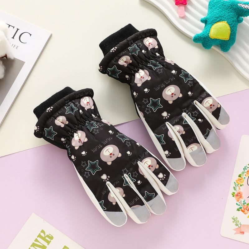 

Children s gloves autumn and winter outdoor boys and girls anti-splashing water, cold and windproof thickened ski riding fleece gloves One Size