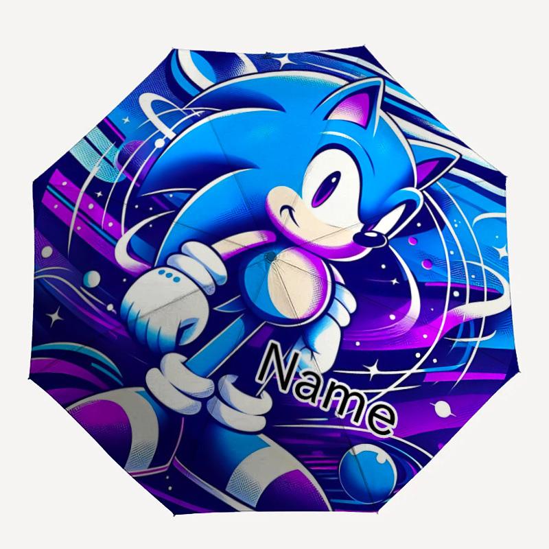 

1PC Sonic the Hedgehog, Sonic Artwork Custom Name Automatic Open/Close, 8-Rib Durable Frame Compact Travel Umbrella for Men & Women D1222076