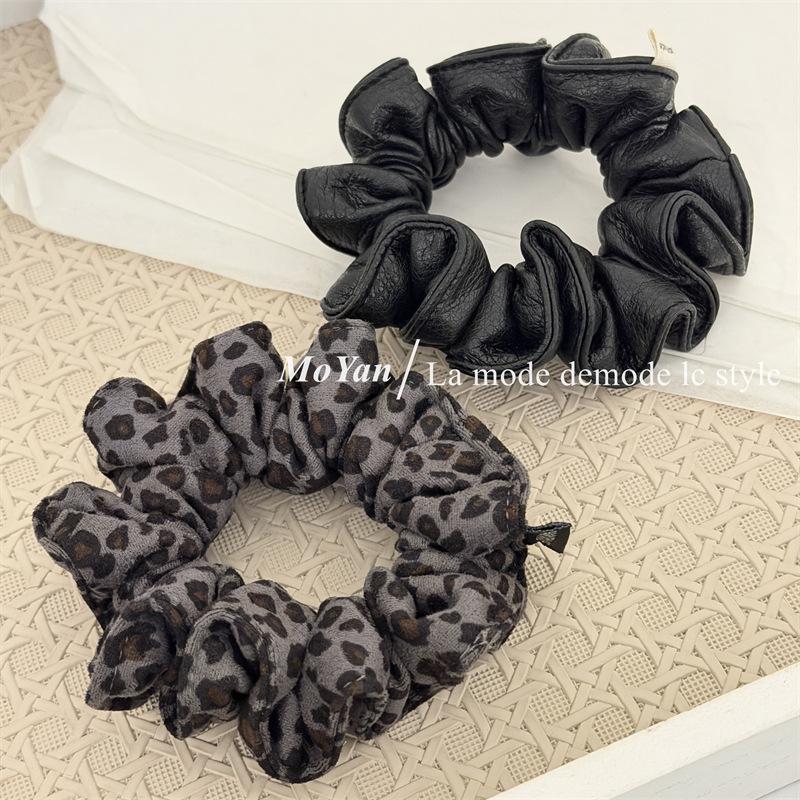 Fashionable Retro Leather Small Intestine Hairband, Flower-shaped Ponytail Hair Tie, Elegant Ponytail Hair String