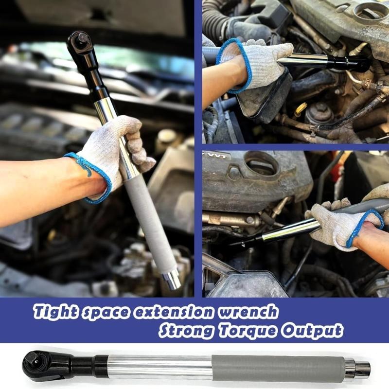Offset Extension Wrench for Electric Drills 1/2" Offset Extension Wrench Including Socket Adapters for Tight Areas