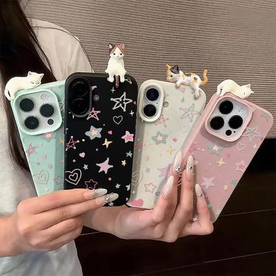 3D Phone Case for iPhone 11 13 17 Pro Max 17 Air Case iPhone 13 15 16 Pro Max 12 14 Pro Max 14 15 Plus Cute 3D Kitten Cartoon Leather