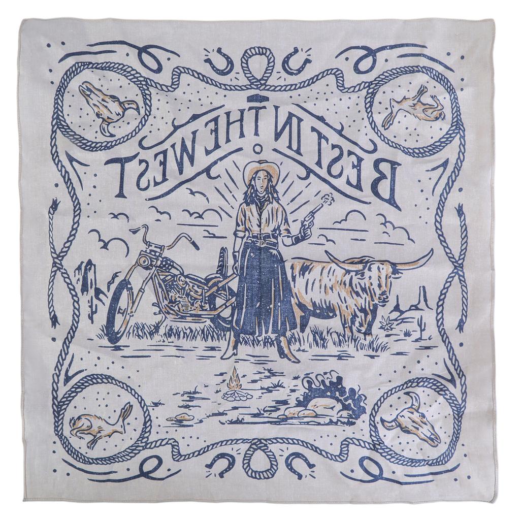 Multi Functional Kerchief American Style Cowboy Photography Headscarf Lightweight Bandana for Motorcycle Enthusiasts