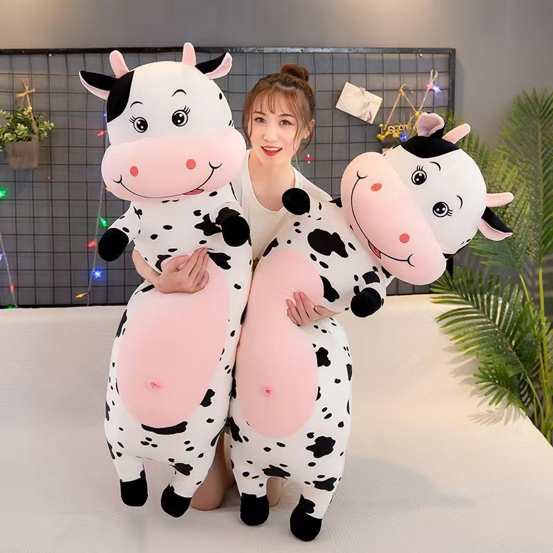 New Cute Cow Plush Toy Doll Sleeping Long Pillow Nap Rag Doll Birthday Gift