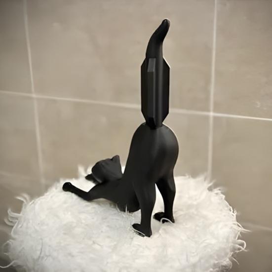 Tissue Rack Holder Stretched Kitten Shape Toilet Paper Roll Stand Easy Installation Bathroom Kitchen Napkin Organizer