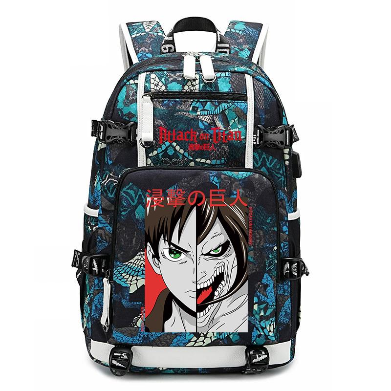 Attack on Titan Print School Backpack Large Capacity Travel Bookbag for Kids Boys Girls