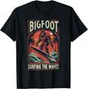 Bigfoot Surfing The Waves Shirt Retro Distressed Surfer T-Shirt