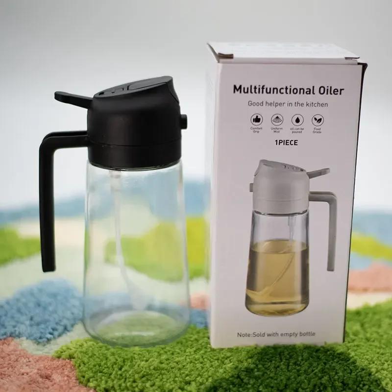 500ml Glas Sprühölflasche 2 in 1 Sprüh-Ausgießer Küchen Kochöl Spender Zerstäubtes Heißluftfritteuse Öl Sprühflasche Soßen Sprüher