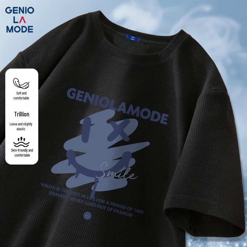 

GENIOLAMODE Men s Waffle Print Short Sleeve T-shirt 2XL