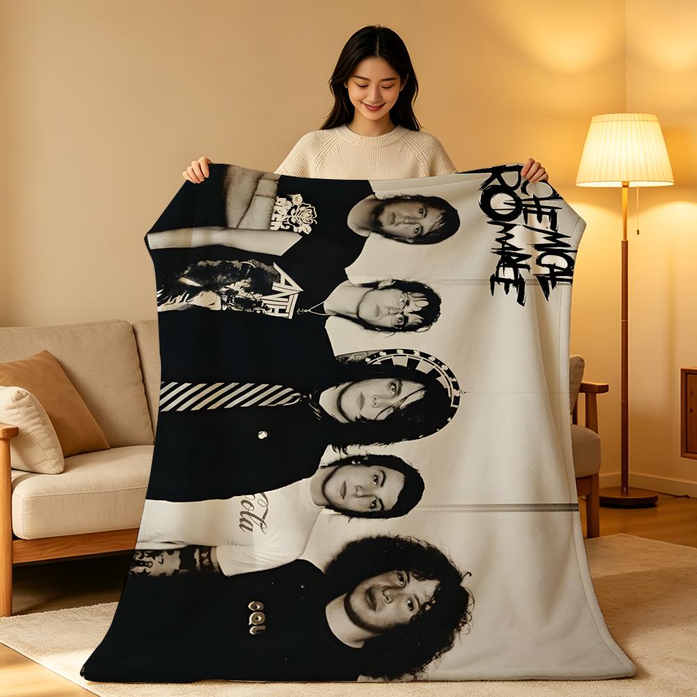 Band M-My C-Chemical R-Romance Throw High-Density Short Plush Blanket Soft Skin-Friendly for Sofa Nap Air-Conditioned Room