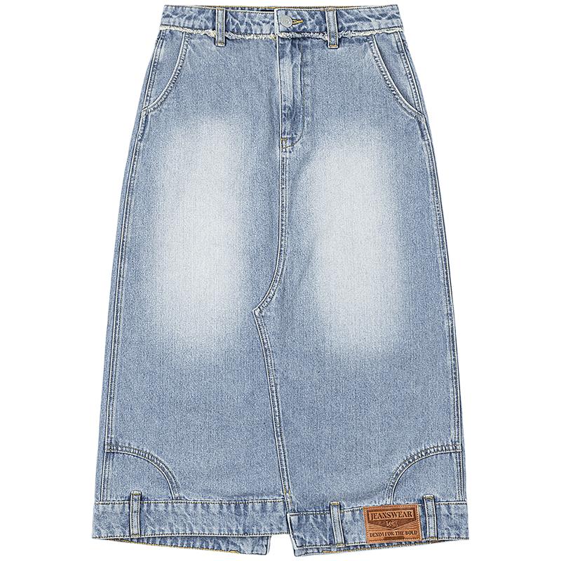 Lee Women s Light Blue Frayed Hem Denim Skirt L
