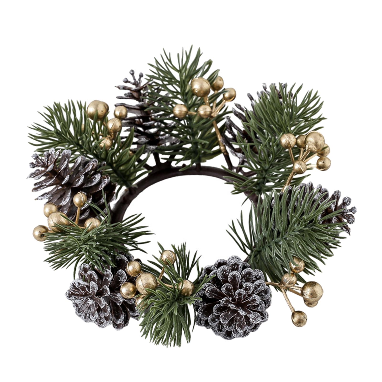 

Christmas Candle Ring Wreath Decorative for Bar Table Centerpieces Christmas золотий