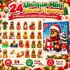 Capybara Christmas Countdown Calendar 24PCS 3D Mini Figurines Xmas Tree Hanging Pendants Advent Surprise Holiday Gift Box