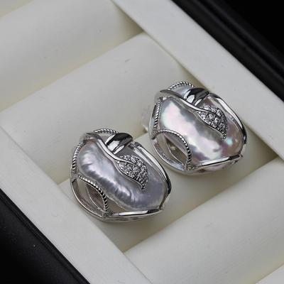 Natural Big Baroque Pearls Earrings For Women,Real Freshwater Pearl Stud Earrings 925 Silver Boho Earrings Wife Mother Gift