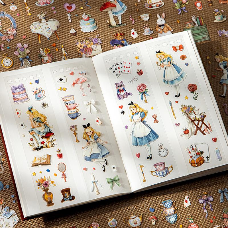 50Sheets/Book Fairy Tale Theme Die-cut PET Sticker Book DIY Journal Supplies for Phone Case Envelope Calendar Cup Decor