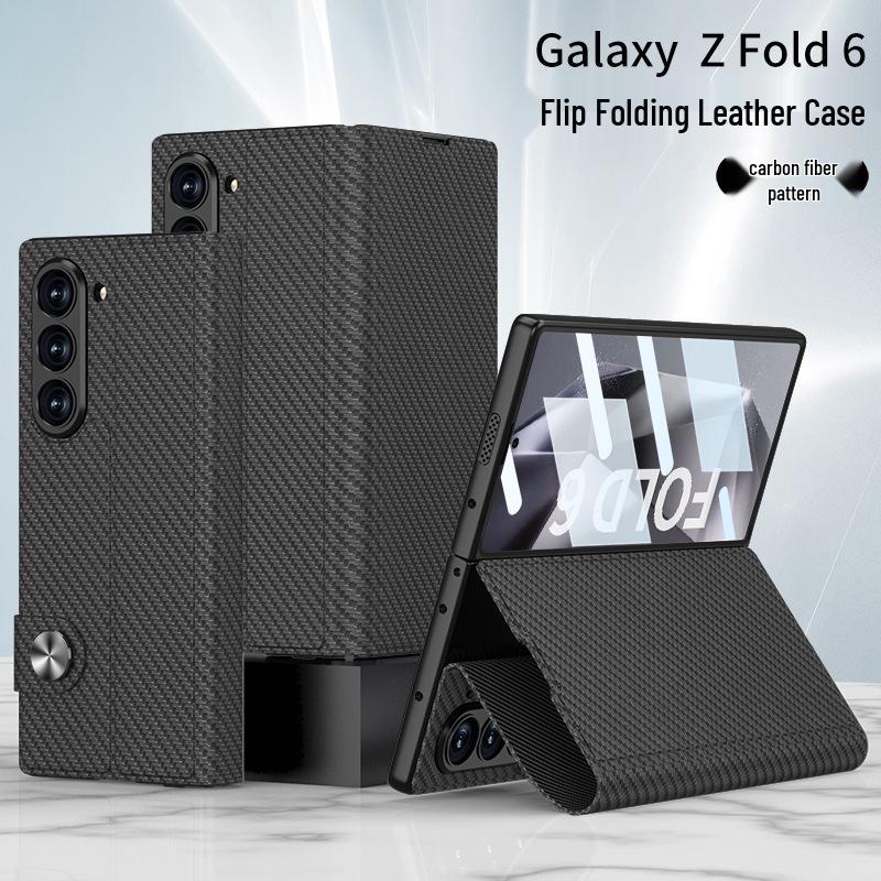 Samsung Z Fold6 Leather Flip Case: Cross-border Creative Business Shell-Screen Integrated Design