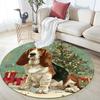 Christmas Basset Hound Pattern Round rug,Carpet Rug for Living Room Bedroom  Playroom ,Non-slip Floor Mat,Holiday Gifts and Birthday Gifts.