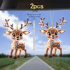2PCS car pendant charming acrylic  2D flat reindeer baby, decorated with cars and trees, ideal holiday gift, suitable for Halloween, Christmas