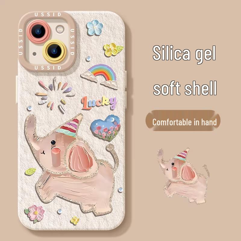 iPhone 17 Elephant Oil Painting Case; Also Fits 16 Pro Max, 15 with Lanyard, 14 Hot, and 13 Soft Models