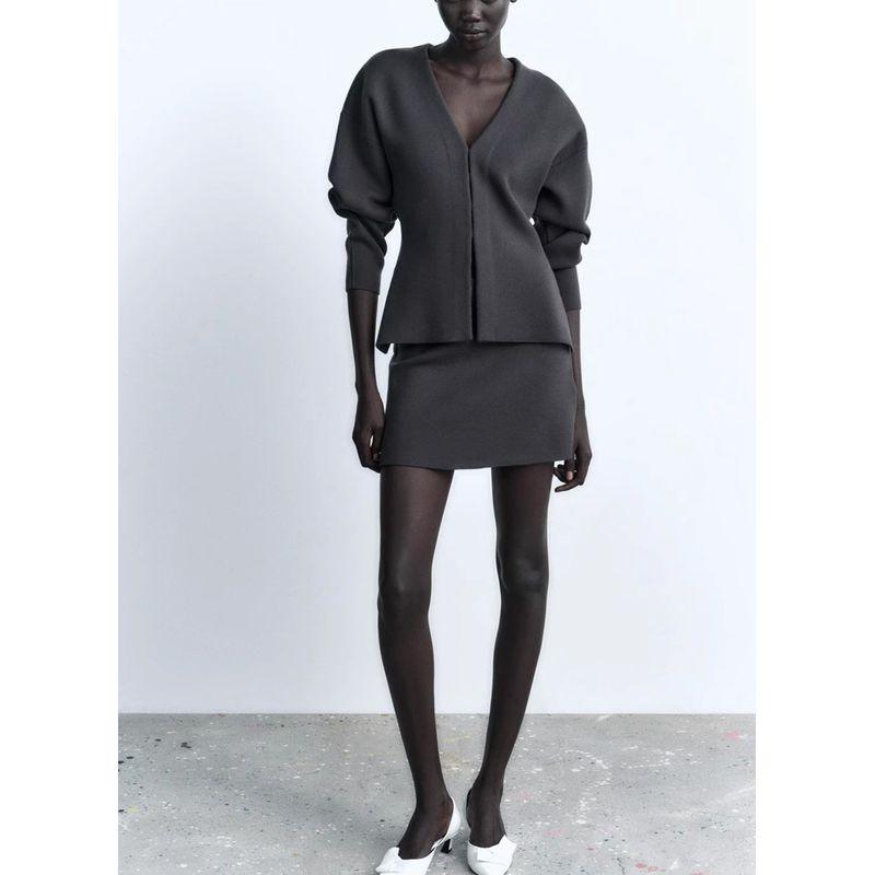 Spring New Arrival Loose Sleeves Knitting Outwear 5536160 5536005 High Waist Mini Skirt 5536161