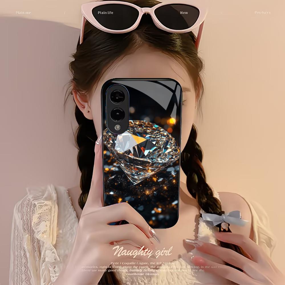 Luxurious Crystal Diamond Phone Case S26 Ultra Case S25 Ultra Case Glass for Samsung Galaxy S26 S25 S24 S23 S22 FE Ultra Plus