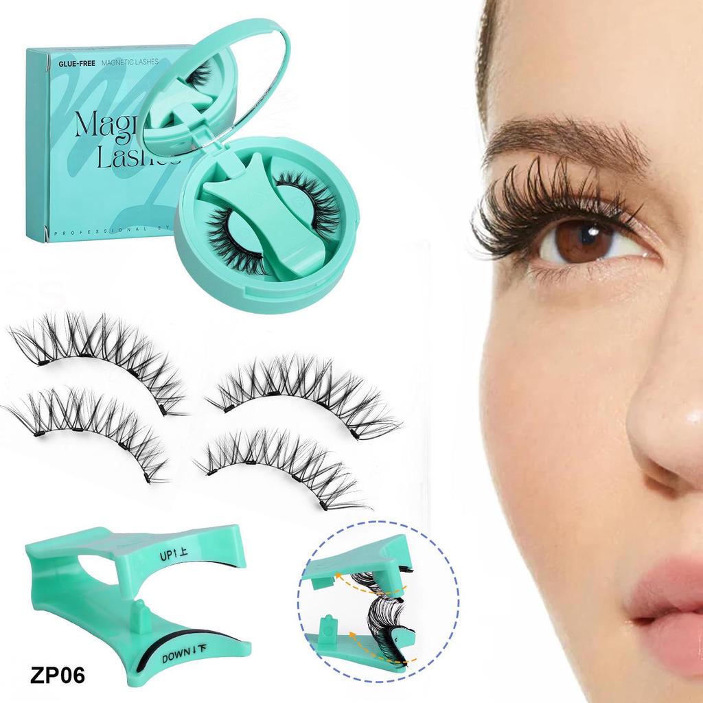 New Magnetic False Eyelashes Set: Colored, Glue-Free, One-Piece Design with Integrated Box.