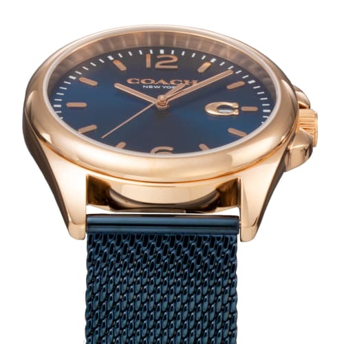 Coach Greyson Watch, 41mm, Men's, Navy, Blue Dial, Quartz Movement, Water Resistant, Mineral Glass, 14602620
