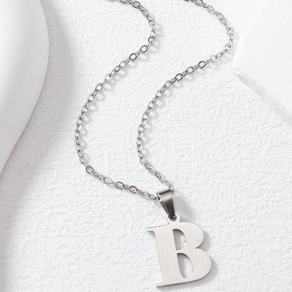 Polished Stainless Steel Alphabet Necklace - Women's Daily Wear Clavicle Chain