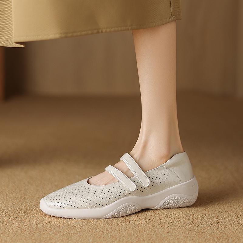 

Krazing Pot Sheepskin Spring Summer Size 41 Carving Thick Low Heels Women Round Toe Hollow Decoration Breathable Hook Loop Pumps 35 слоновая кость