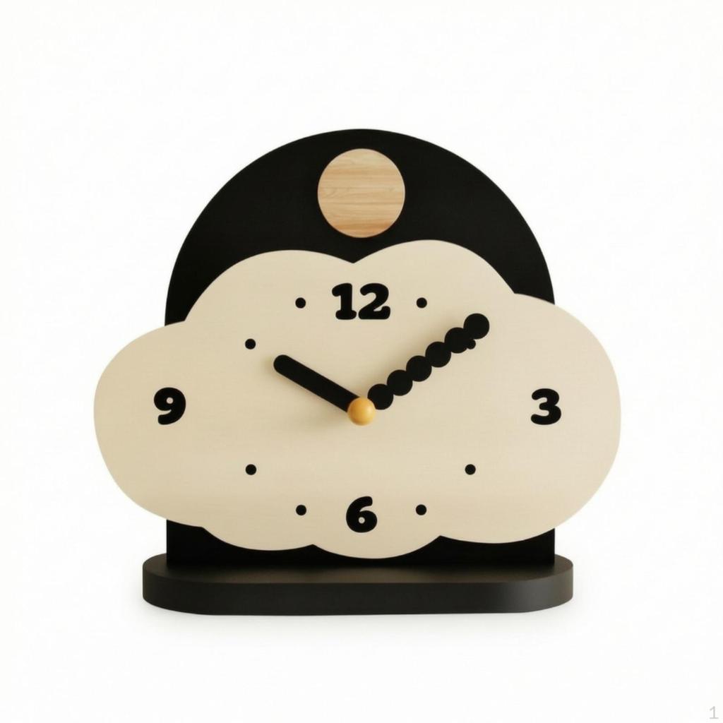Clock with Arched Back Panel Decorative Cumulus Shaped Modern Timepiece for Simplicity Lovers,
