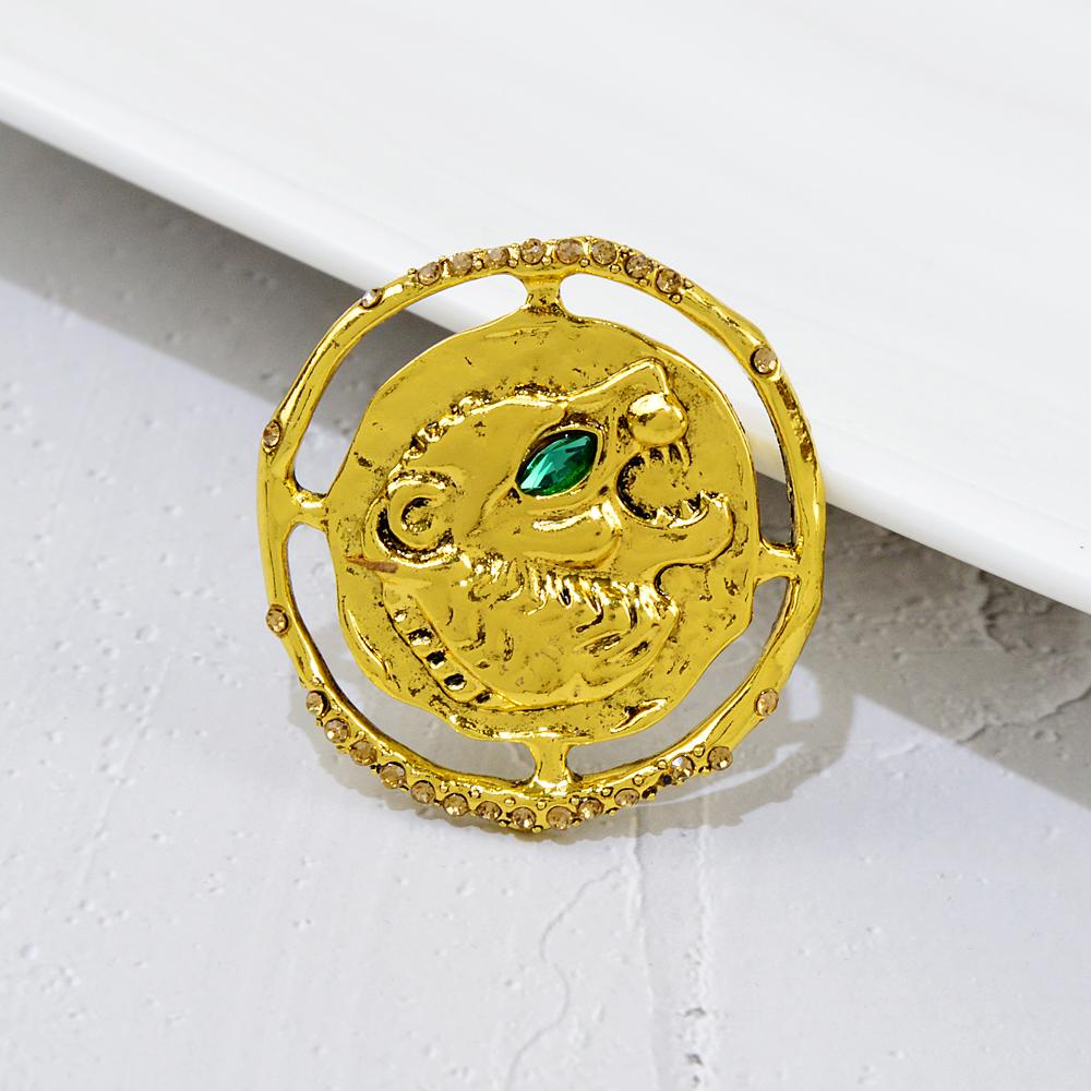 New Tiger Head Brooch Green Eye Animal Pin
