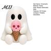 Creative Holiday Tabletop Figures Halloween Mini Ghost Decorative Figurine, 3D Printed White Statue with Niche Window Display Decor Pink Skull
