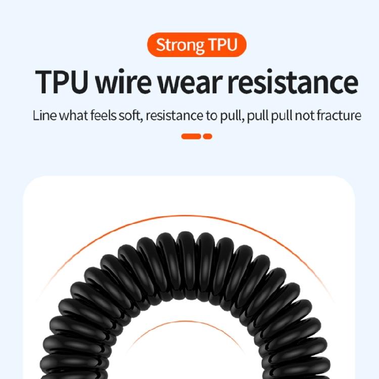 Coiled USB C To USB C Cable Flexible Length PD60W Fast Charging Data Transfer For Phone Tablets Power Cord Data Line