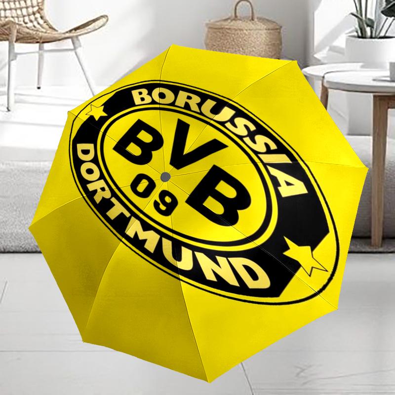 Borussia Dortmund Theme Automatic Umbrella, Lightweight & Portable, 8 Rib, Perfect for Outdoor Travel, Birthdays, Christmas, Gifts.