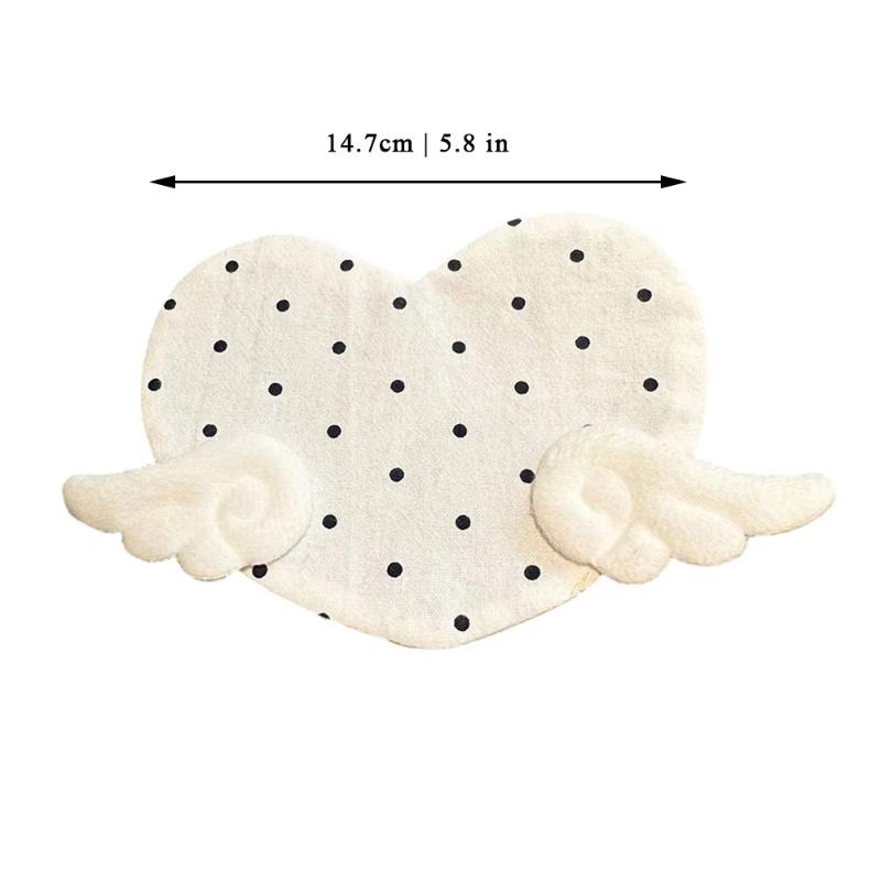 Sweet Angel Wing Heart Coaster Girly Aesthetic Plaid Anti-Scald Table Pad for Coffee Shop Desktop 1Pcs