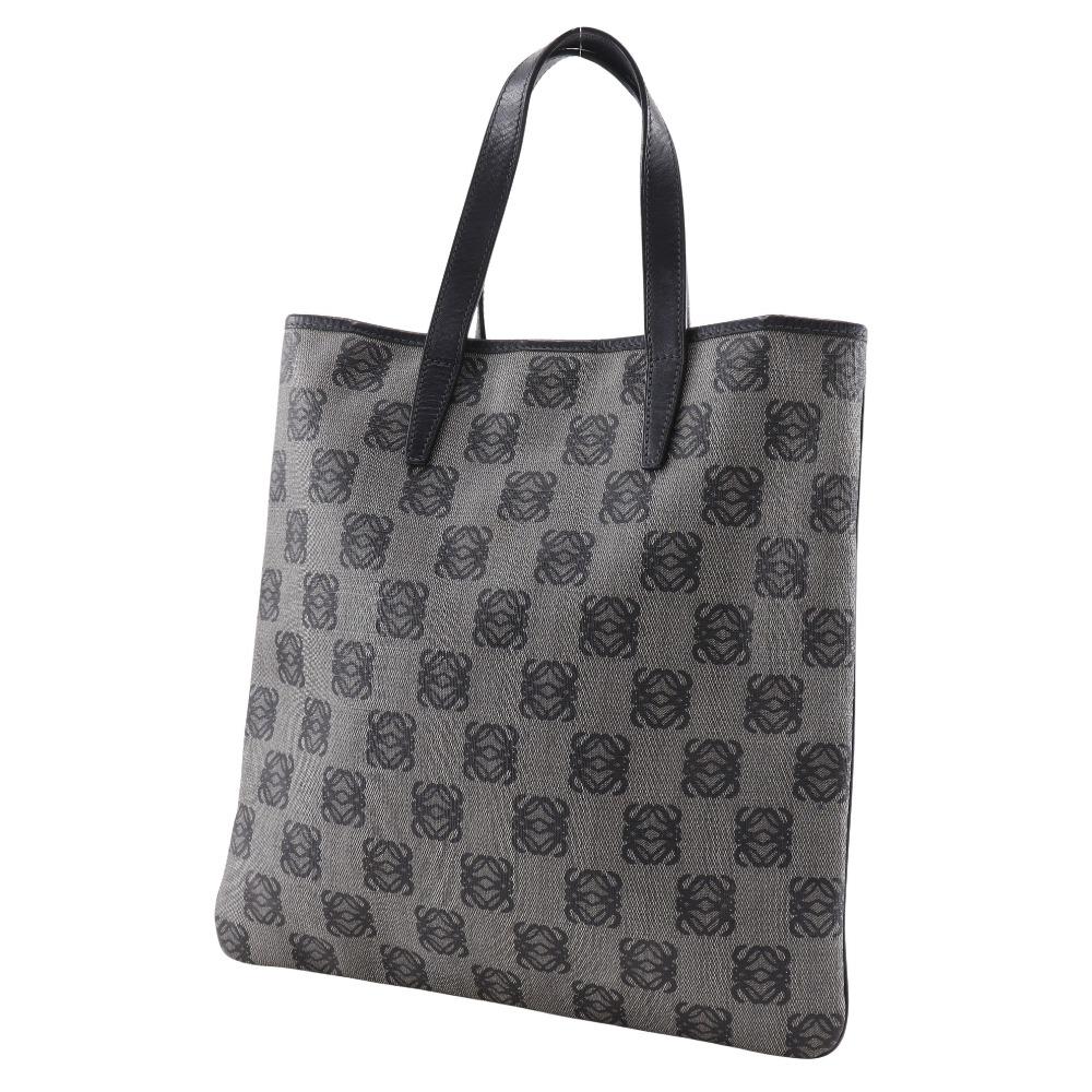 Loewe Anagram Handbag Tote Bag Gray / Black PVC/leather Unisex Used