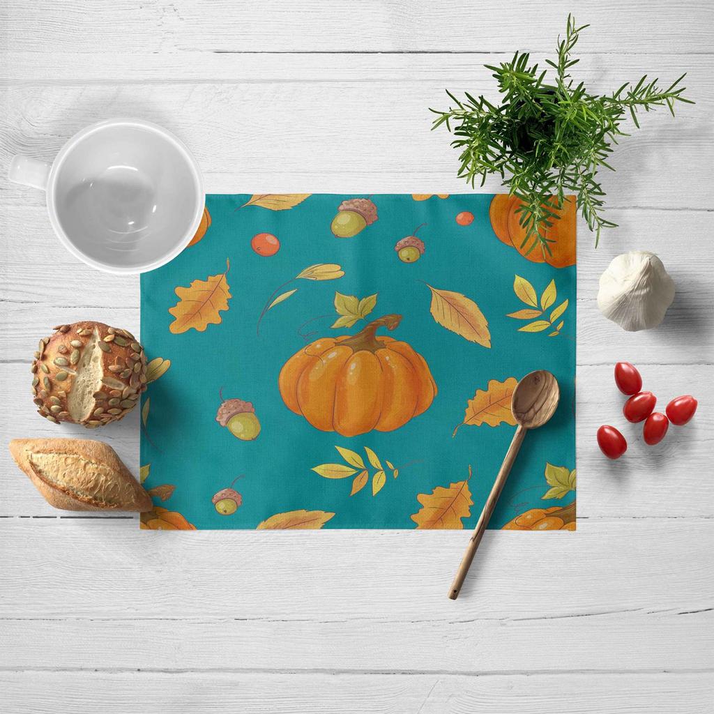 Thanksgiving Printed Linen Placemat, Holiday Decorative Placemat