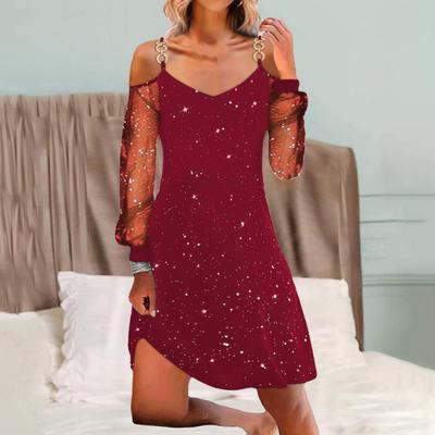 Women Party Dress V Neck Match Shoes A-line Sexy Breathable Banquet Dress Women Clothes