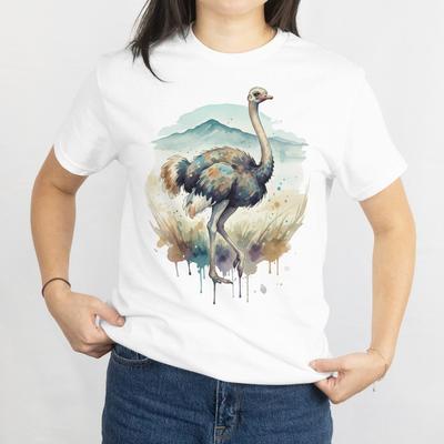 Aquarel Struisvogel Unisex T-shirt, Wildlife Safari Dierenliefhebber T-shirt