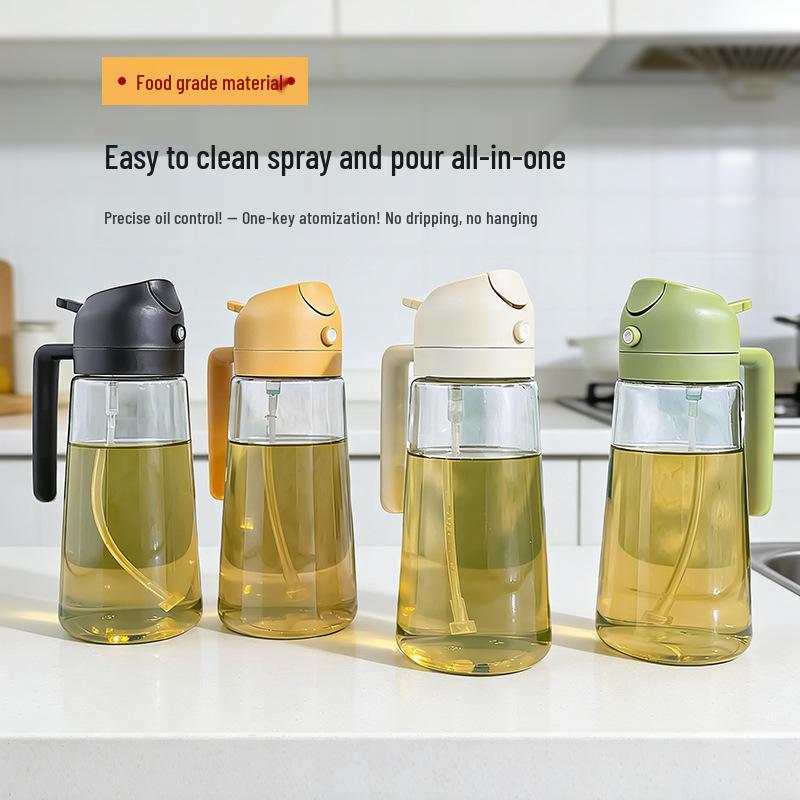 Dual-Use Kitchen Oil Sprayer & Pour Bottle – Large Capacity, Oil-Proof Glass for Seasoning & Cooking