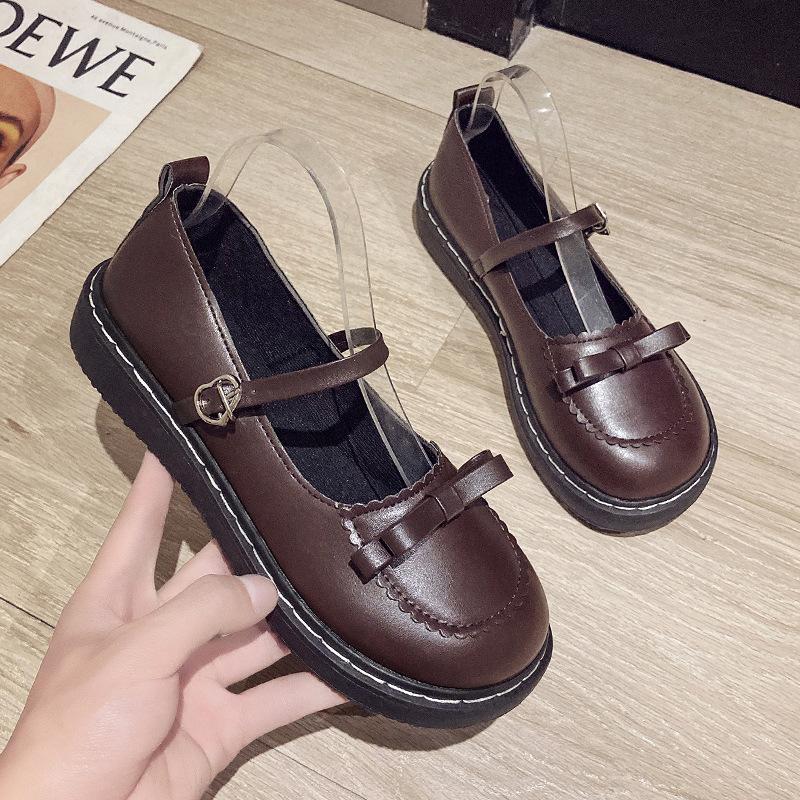 Fashion Bow-Knot Soft Shoes Woman Flats Oxfords Clogs Platform Butterfly Dress Leather Summer New Creepers Mary Janes Butterfly-knot