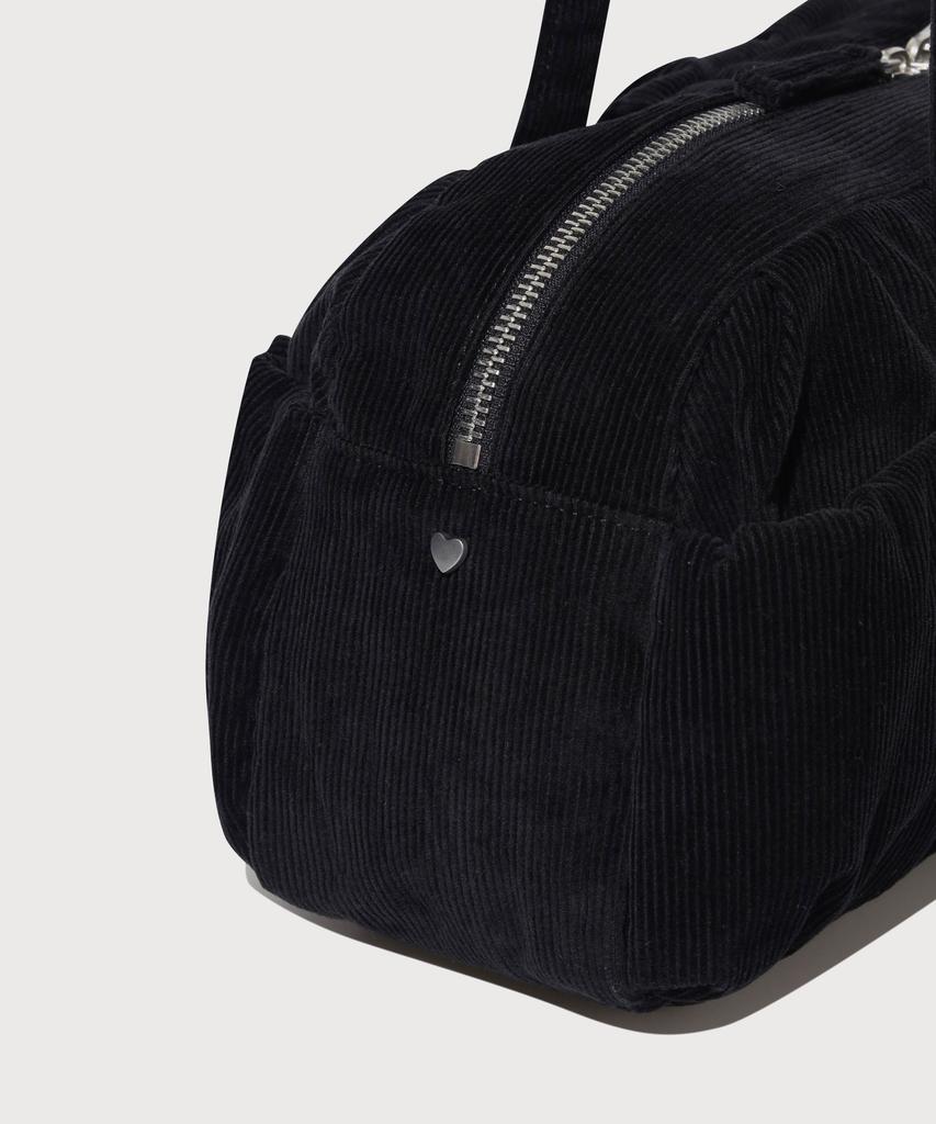 Covernat Woman Clover Heart Bubble Corduroy Duffle Bag Black